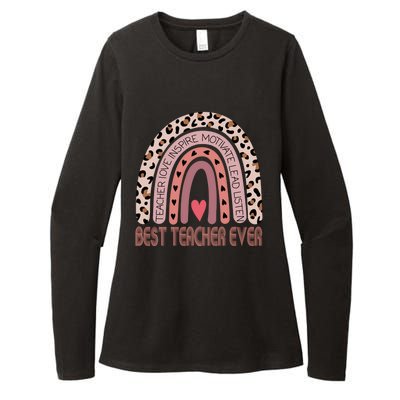 Leopard Rainbow Teacher Inspirational Best Teacher Ever Cute Gift Womens CVC Long Sleeve Shirt