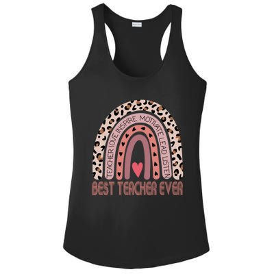 Leopard Rainbow Teacher Inspirational Best Teacher Ever Cute Gift Ladies PosiCharge Competitor Racerback Tank