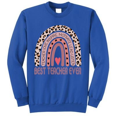 Leopard Rainbow Teacher Inspirational Best Teacher Ever Cute Gift Sweatshirt