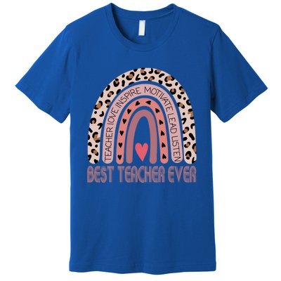 Leopard Rainbow Teacher Inspirational Best Teacher Ever Cute Gift Premium T-Shirt