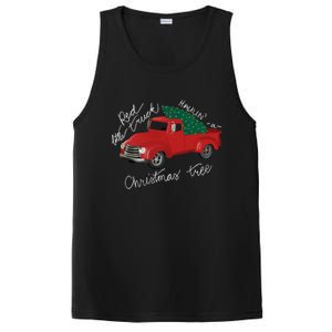 Little Red Truck Hauling A Christmas Tree Gift PosiCharge Competitor Tank