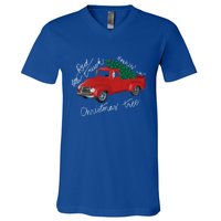 Little Red Truck Hauling A Christmas Tree Gift V-Neck T-Shirt