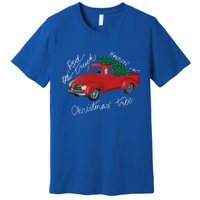 Little Red Truck Hauling A Christmas Tree Gift Premium T-Shirt