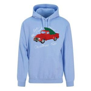 Little Red Truck Hauling A Christmas Tree Gift Unisex Surf Hoodie