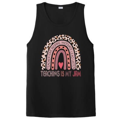 Leopard Rainbow Teacher Inspirational Teaching Is My Jam Funny Gift PosiCharge Competitor Tank