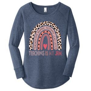 Leopard Rainbow Teacher Inspirational Teaching Is My Jam Funny Gift Women's Perfect Tri Tunic Long Sleeve Shirt