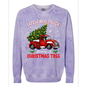 Little Red Truck Hauling A Christmas Tree Colorblast Crewneck Sweatshirt