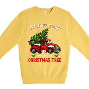 Little Red Truck Hauling A Christmas Tree Premium Crewneck Sweatshirt