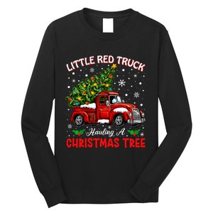 Little Red Truck Hauling A Christmas Tree Long Sleeve Shirt