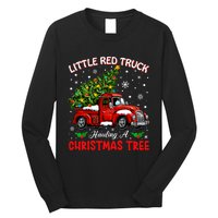 Little Red Truck Hauling A Christmas Tree Long Sleeve Shirt