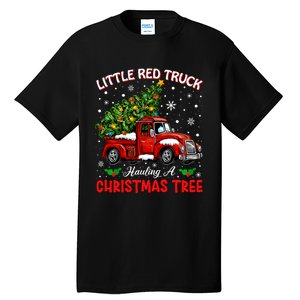 Little Red Truck Hauling A Christmas Tree Tall T-Shirt