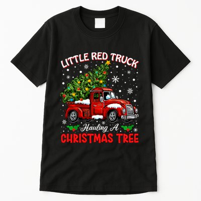 Little Red Truck Hauling A Christmas Tree Tall T-Shirt