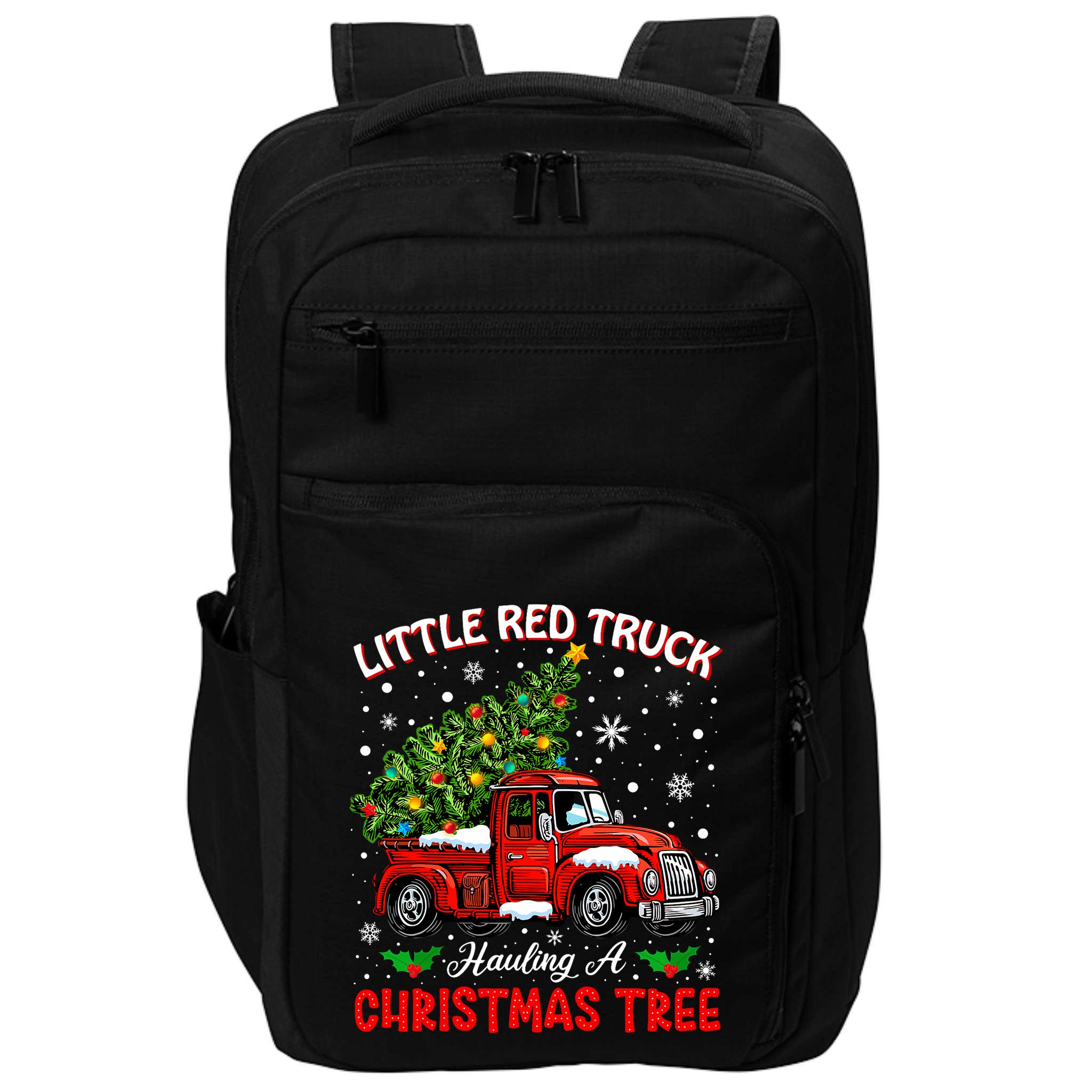 Little Red Truck Hauling A Christmas Tree Impact Tech Backpack