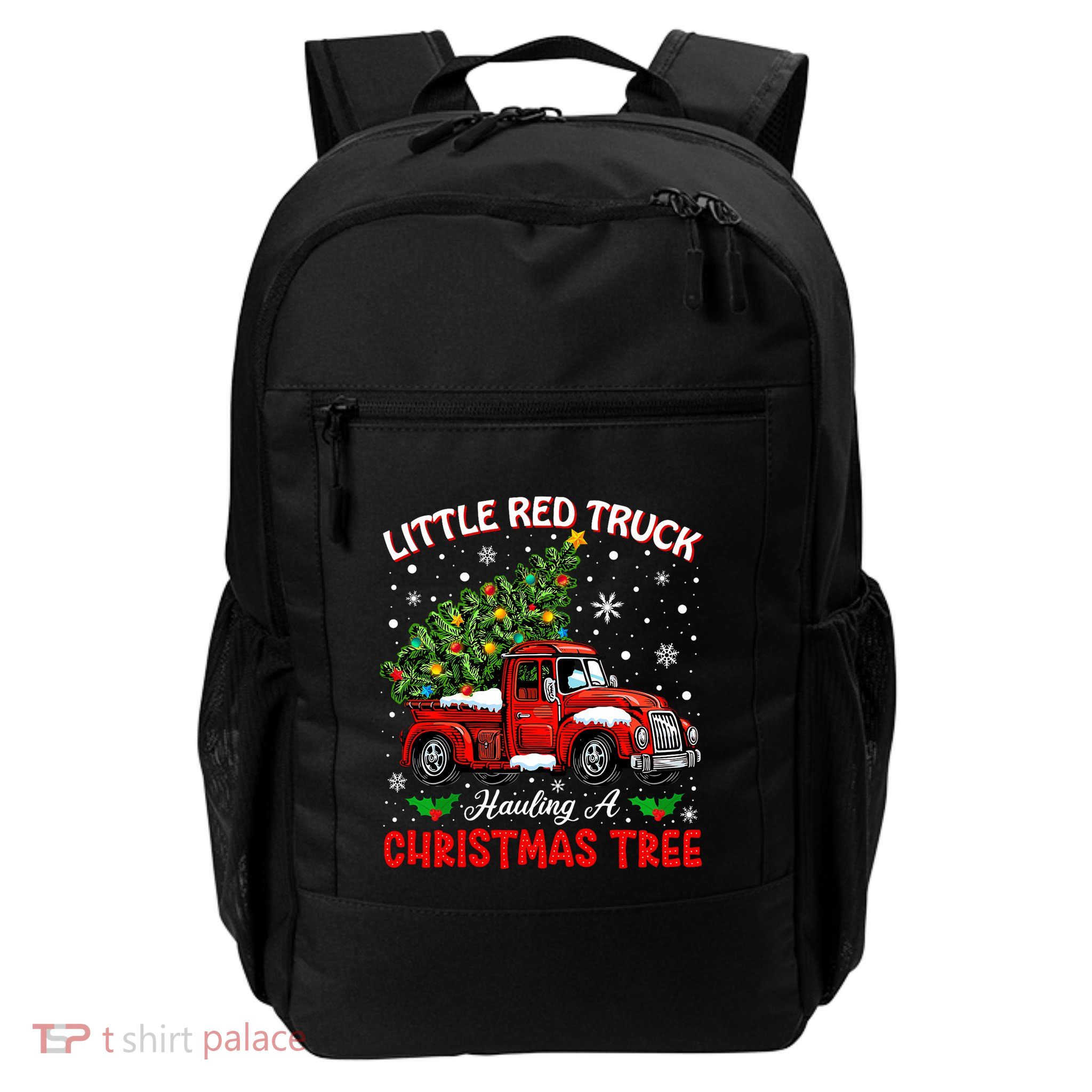 Little Red Truck Hauling A Christmas Tree Backpack