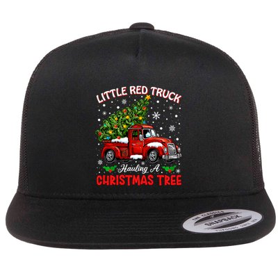 Little Red Truck Hauling A Christmas Tree Flatbill Hat