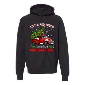 Little Red Truck Hauling A Christmas Tree Premium Hoodie