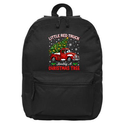 Little Red Truck Hauling A Christmas Tree 16 in Basic Backpack