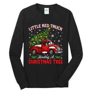 Little Red Truck Hauling A Christmas Tree Tall Long Sleeve T-Shirt