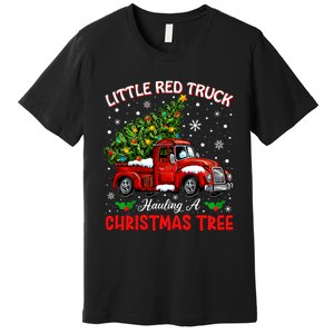 Little Red Truck Hauling A Christmas Tree Premium T-Shirt