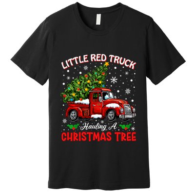 Little Red Truck Hauling A Christmas Tree Premium T-Shirt