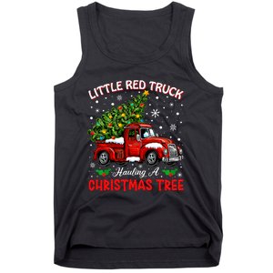 Little Red Truck Hauling A Christmas Tree Tank Top