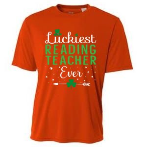 Luckiest Reading Teacher Ever Happy St Patricks Day Matching Gift Cooling Performance Crew T-Shirt