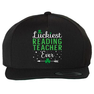 Luckiest Reading Teacher Ever Happy St Patricks Day Matching Gift Wool Snapback Cap