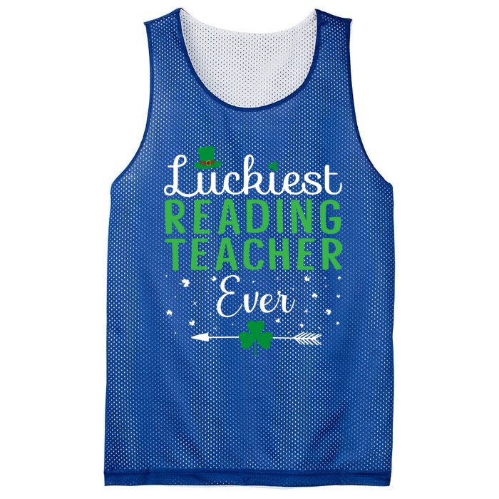 Luckiest Reading Teacher Ever Happy St Patricks Day Matching Gift Mesh Reversible Basketball Jersey Tank