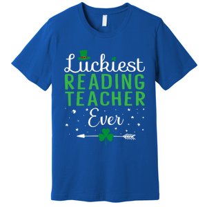 Luckiest Reading Teacher Ever Happy St Patricks Day Matching Gift Premium T-Shirt