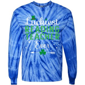 Luckiest Reading Teacher Ever Happy St Patricks Day Matching Gift Tie-Dye Long Sleeve Shirt