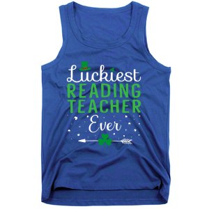 Luckiest Reading Teacher Ever Happy St Patricks Day Matching Gift Tank Top