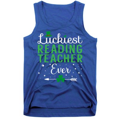 Luckiest Reading Teacher Ever Happy St Patricks Day Matching Gift Tank Top