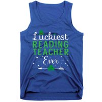 Luckiest Reading Teacher Ever Happy St Patricks Day Matching Gift Tank Top