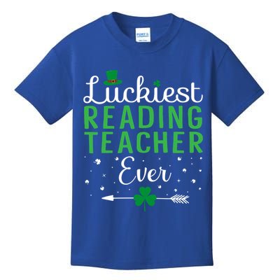 Luckiest Reading Teacher Ever Happy St Patricks Day Matching Gift Kids T-Shirt