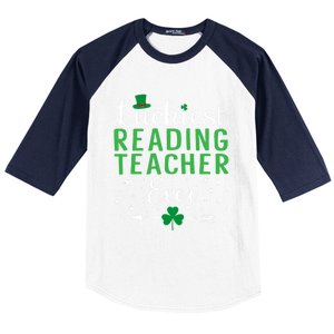 Luckiest Reading Teacher Ever Happy St Patricks Day Matching Gift Baseball Sleeve Shirt