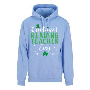 Luckiest Reading Teacher Ever Happy St Patricks Day Matching Gift Unisex Surf Hoodie