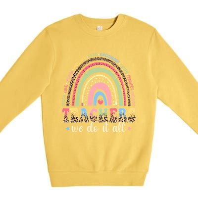 Leopard Rainbow Teachers Back To School Teach Love Inspire Meaningful Gift Premium Crewneck Sweatshirt