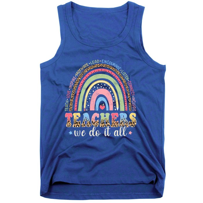 Leopard Rainbow Teachers Back To School Teach Love Inspire Meaningful Gift Tank Top