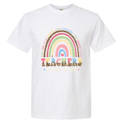 Leopard Rainbow Teachers Back To School Teach Love Inspire Meaningful Gift Garment-Dyed Heavyweight T-Shirt