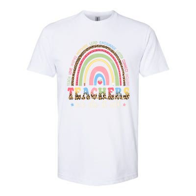 Leopard Rainbow Teachers Back To School Teach Love Inspire Meaningful Gift Softstyle CVC T-Shirt