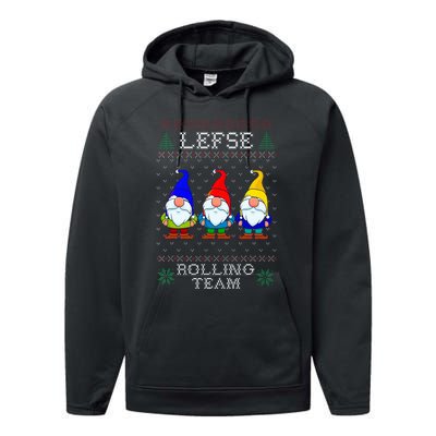 Lefse Rolling Team Christmas Baking Tomte Gnome Xmas  Performance Fleece Hoodie