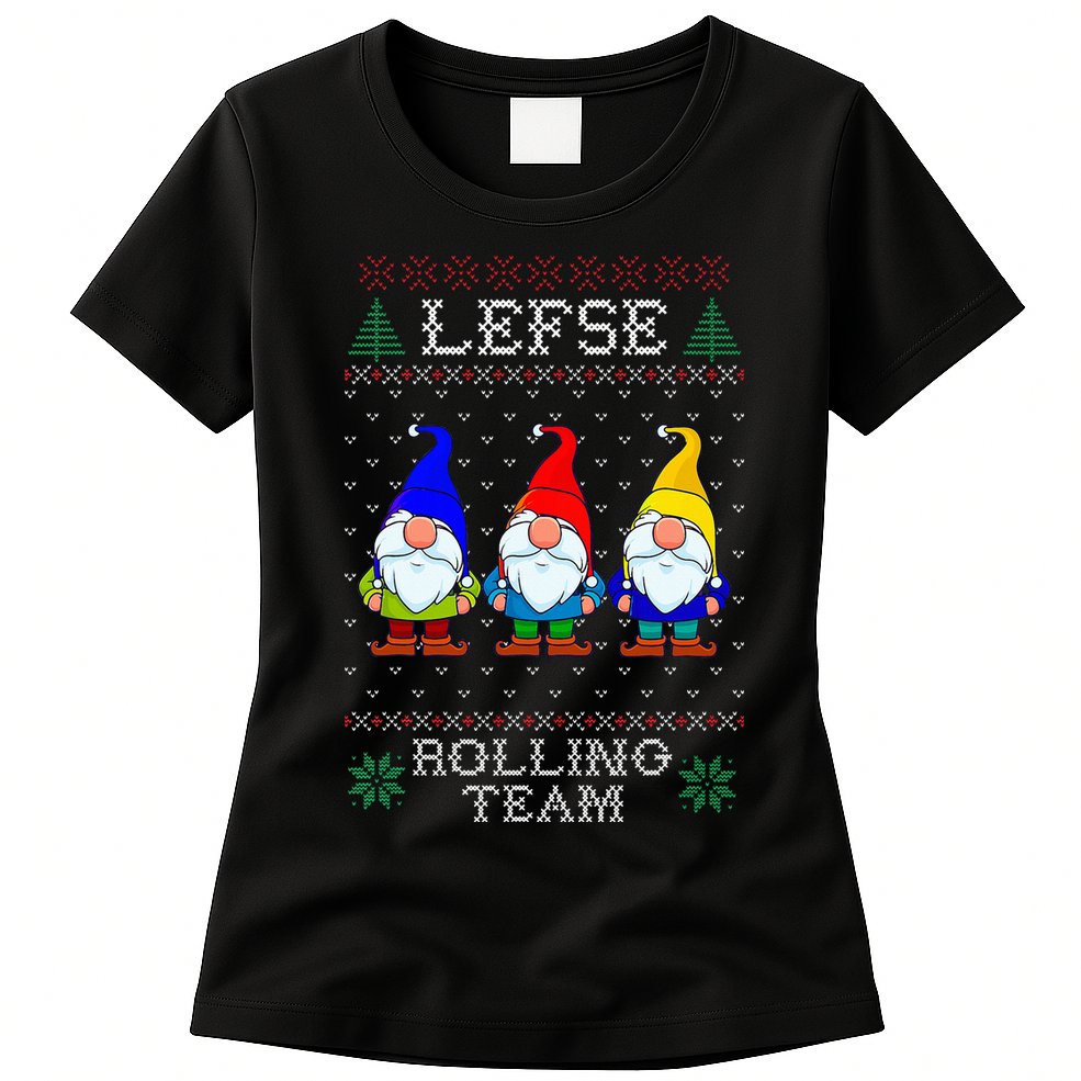 Lefse Rolling Team Christmas Baking Tomte Gnome Xmas  Womens T-Shirt