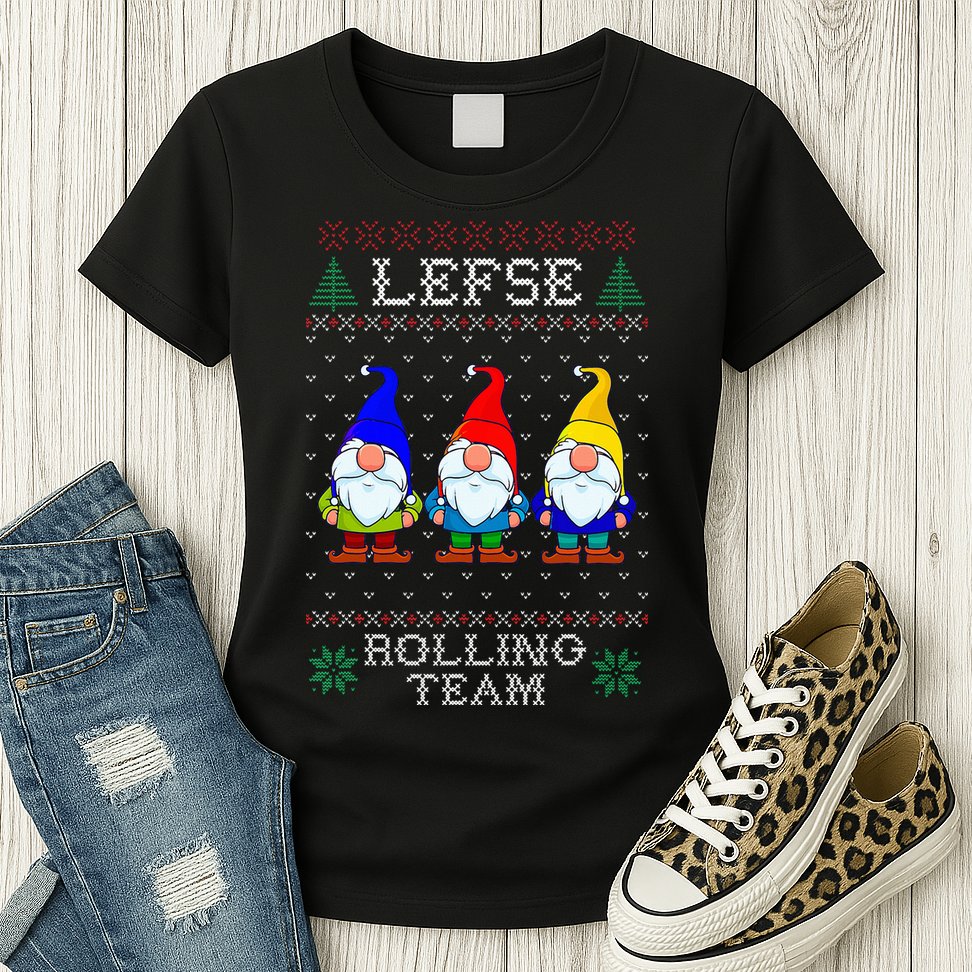 Lefse Rolling Team Christmas Baking Tomte Gnome Xmas  Womens T-Shirt