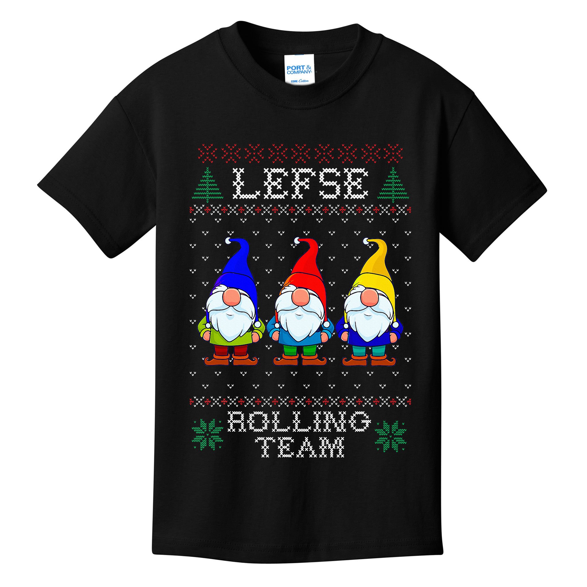 Lefse Rolling Team Christmas Baking Tomte Gnome Xmas  Kids T-Shirt