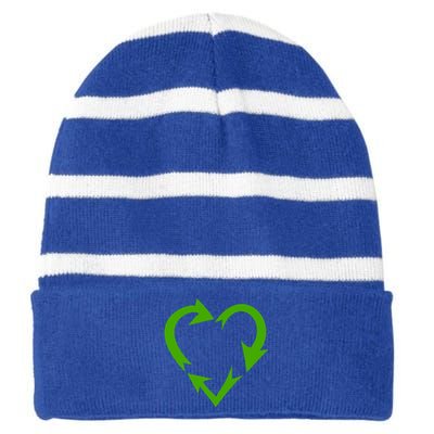 Love Recycling To Save The Future Of Our Earth Gift Striped Beanie with Solid Band