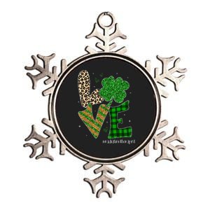 Love Radiation Therapist Life Leopard Saint Patrick's Day Metallic Star Ornament