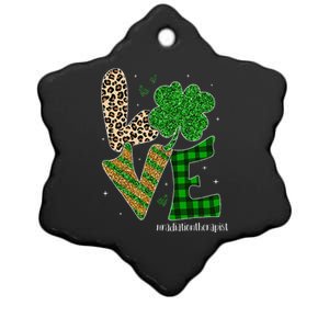 Love Radiation Therapist Life Leopard Saint Patrick's Day Ceramic Star Ornament