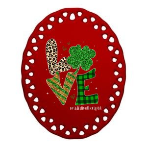 Love Radiation Therapist Life Leopard Saint Patrick's Day Ceramic Oval Ornament