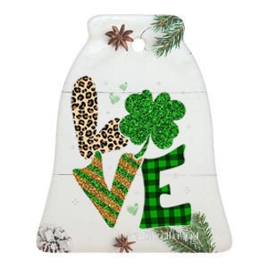 Love Radiation Therapist Life Leopard Saint Patrick's Day Ceramic Bell Ornament