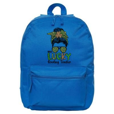 Lucky Reading Teacher St Patrick's Day Reading Specialist Funny Gift 16 in Basic Backpack